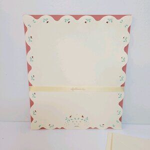 Vtg Mix Hallmark Scalloped Floral Pink Rose Stationary Paper CLEAN w/Envelopes